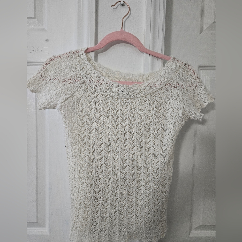 White Lace Knit Top